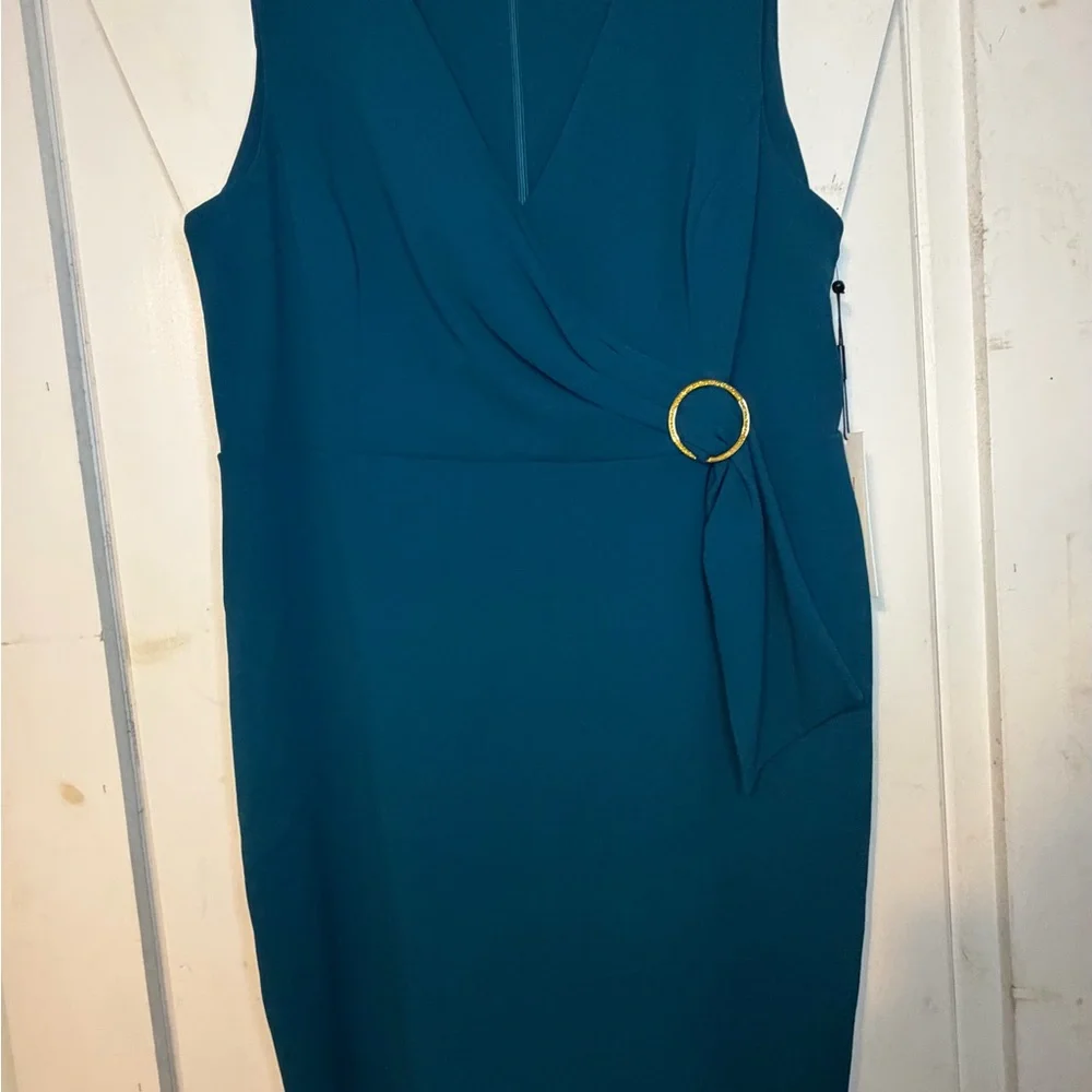 Calvin Klein Teal Midi Dress with Ring Detail - Picture 2 of 6